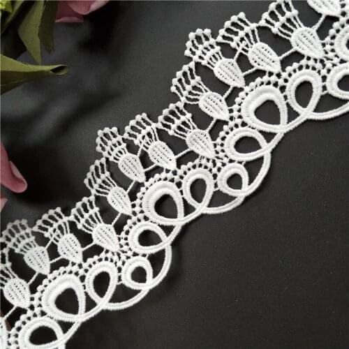 1 yard White Cotton Wave Fringe Lace Trim Embroidered Lace Ribbon Fabric DIY Sewing Supplies Craft Decoration 6.7CM wide