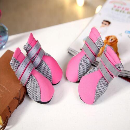 4pcs/set)New Dog Boots Sports Walking Pet Shoes Breathing Non-slip Soft Outdoor Shoes For Small Dog Teddy Chihuahua Mini poodle