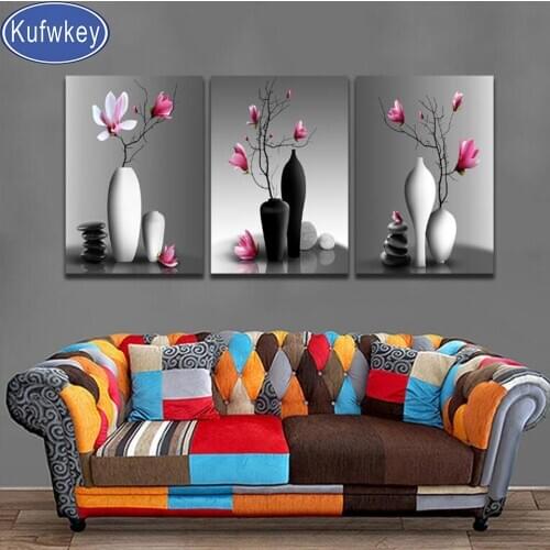 Diamond painting Magnolia Flower In Vase diamond embroidery mosaic full square round drill picture Diamond Painting Multi-Panel