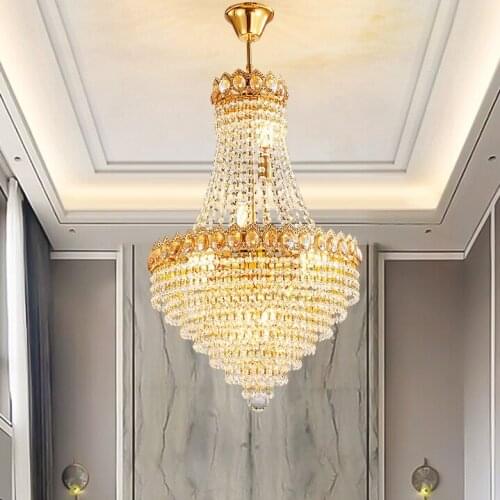 American Golden Crystal Chandeliers Lights Fixture LED Light European Modern Chandelier Hotel Restaurant Home Indoor Lighting