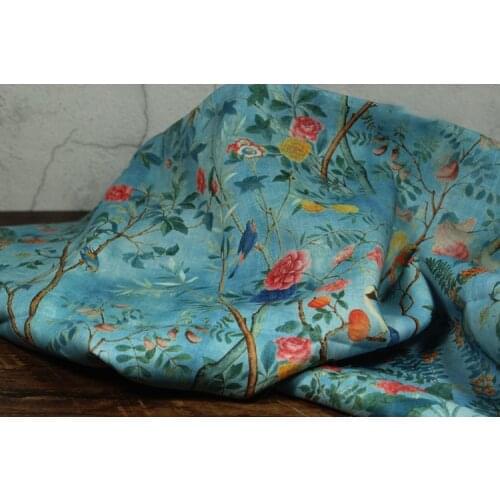 Brand dress cheongsam robe fashion inkjet polishing thin burlap material