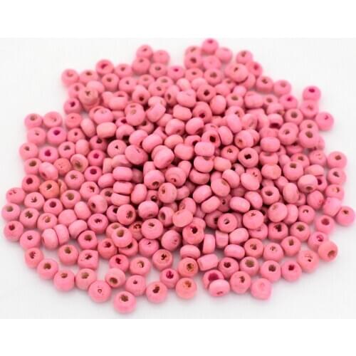 4mm 1000pcs/lot Pink Color Tiny Wooden Beads Loose Beads For Making Bracelet Necklace DIY Handmade Jewelry Accessories
