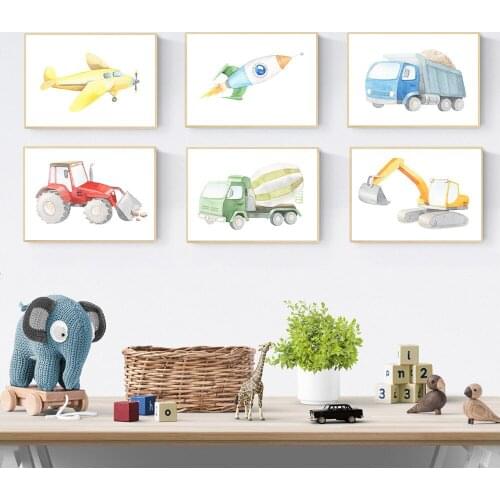 Decorative Canvas Painting Plane Car Poster Cartoon Modern Cartoon Wall Picture For Living Room Bedroom Teen Room Decoration