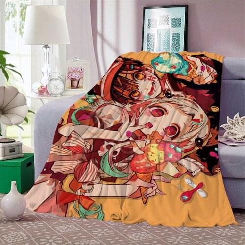Anime Flannel Blankets 3D Blanket for Beds Toilet-Bound Hanako-kun Printed Soft Flannel Sofa Home Travel Throw Student Blankets