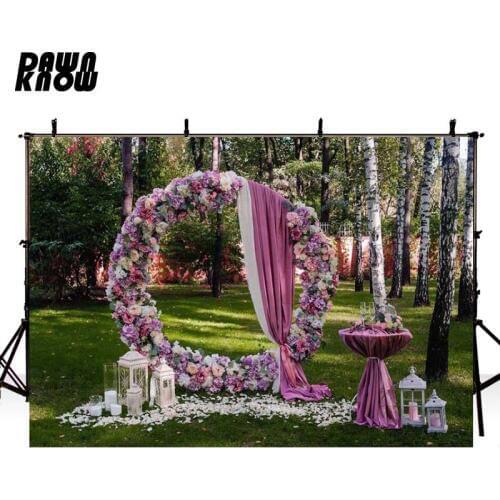 DAWNKNOW Outside Wedding Celebration Photography Background Flower Arch Garden Photocall Backdrops For Wedding Photo Studio G199
