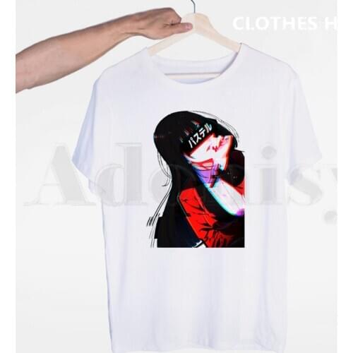 Japanese Manga Anime Kakegurui Yumeko Jabami Tshirts Men Fashion Summer T-shirts Tshirt Top Tees Streetwear Harajuku Funny