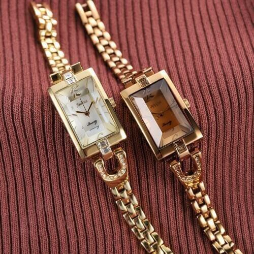 Korean Brand Rectangular Watch Fashion Watch Retro-vintage Metal watchband Watch Chain Quartz Watch
