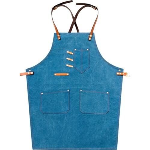 Cowboy apron Korean fashion canvas custom logo coffee shop restaurant hair painting men and women work clothes printing