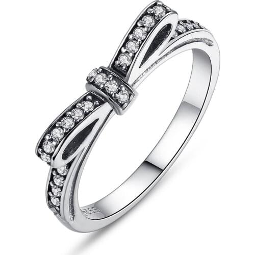 LByzHan Hot Sale 100% 925 Sterling Silver Ring For Women Classic Bow Lucky Rings Fashion Jewelry Dropshipping CMR7104