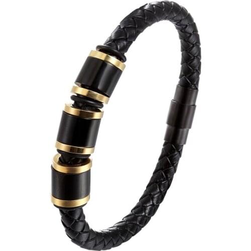 2019 Hot Fashion Jewelry Men Stainless Steel Leather Bracelets Male New Retro Women Bracelet Personality Gift Homens Pulseira