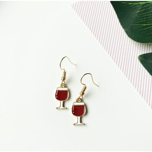 Wine Earrings Miniature Food Earrings Wine Glass Milk Bottle Mold Jewelry Handmade Jewelry Mini Food Jewelry Gift for Wine Lover