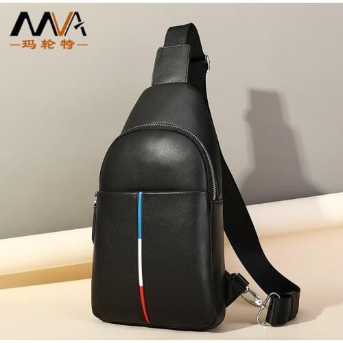 Men Chest Packs Bags Genuine Leather Fashion Casual Designer Brand Black Ipad Business Chest Bag Male