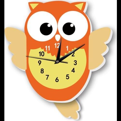 Cartoon Owl Wall Clock for Kitchen Living Room Kids Bedroom Decor Wall Hanging Clocks Slient Pendulum Watch Home Decoration Gift
