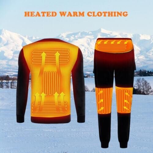 Electric Heating Underwear Winter Heated Jacket Men/Women Electric USB Heating Thermal Underwear Set Shirt Top Clothes M-3XL
