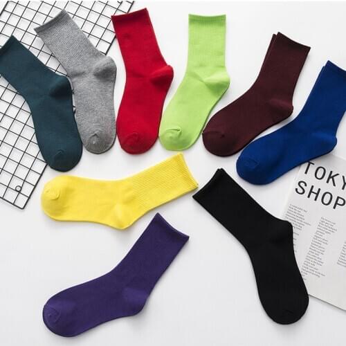 Hot Sale Classic spring summer Autumn Winter candy colour soild colour sock Women Personality Female Socks Happy Socks crew sock