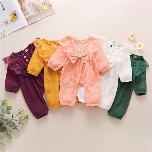 0-24M Newborn Kid Baby Girl Clothes Long Sleeve Lace Romper Elegant Cute Sweet Jumpsuit Lovely New bron Cotton Outfit