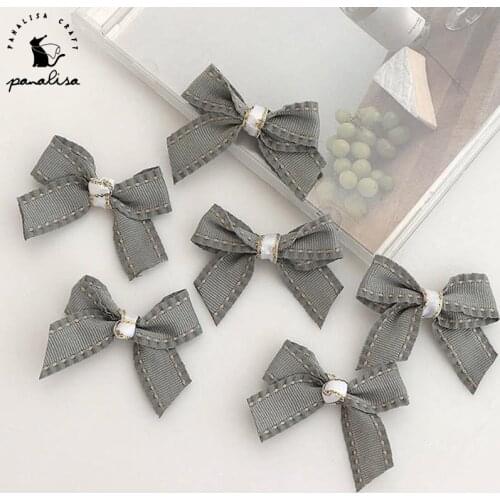 Panalisacraft 10pcs grey bowknot small fabric bow for DIY Scrapbooking Card Making Embellishments