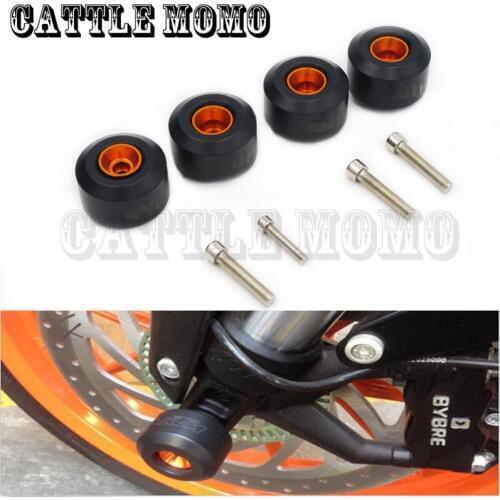 CNC Motorcycle Front & Rear Crash Pad Fork Wheel Frame Slider Crash Protector For KTM Duke 125 200 390 Crash Pad Fork Wheel