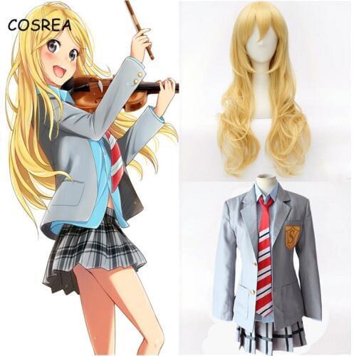 Your Lie In April Cosplay Uniform Kaori Miyazono Cosplay Dress Arima Kousei Costume Japanese Anime Halloween Role Play Wigs