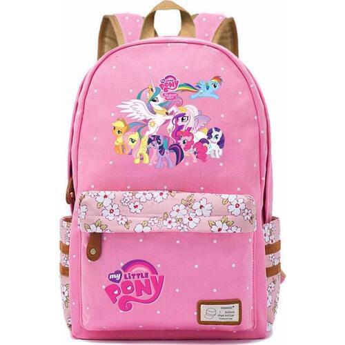Hot Cutie My Little Pony Rainbow Dash Pinkie Pie Flowers Dot Boy Girl School bag Women Bagpack Teenagers Canvas Femme Backpack9