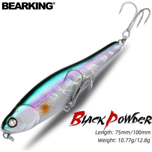 BEARKING 10cm 8.7cm BLACK POWDER hot model fishing lures hard bait 30color pencil quality professional bait walk dog action