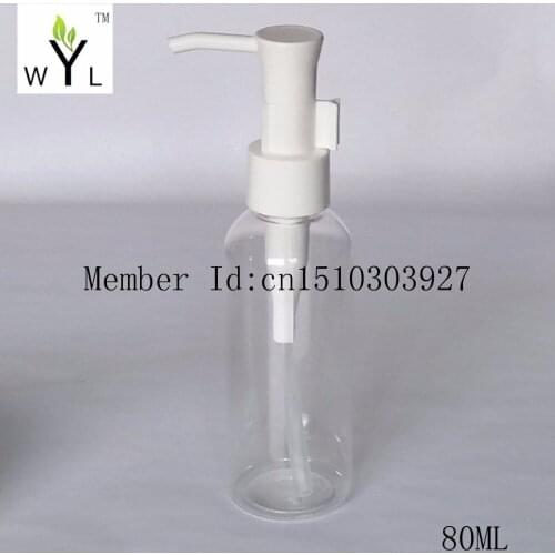 80ML transparent clear pet plastic bottle,refillable bottle,OIL lotion pump bottle refillable WYL