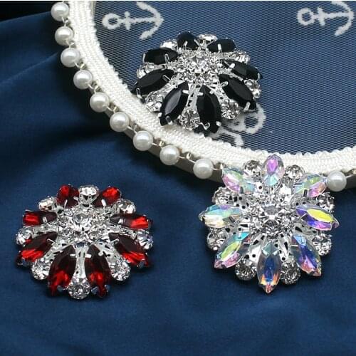 2pcs/lot 42MM Silver Flower Resin Buttons for Hat Clothing Diy Manualidades Accessories Decorative Rhinestone for Needlework