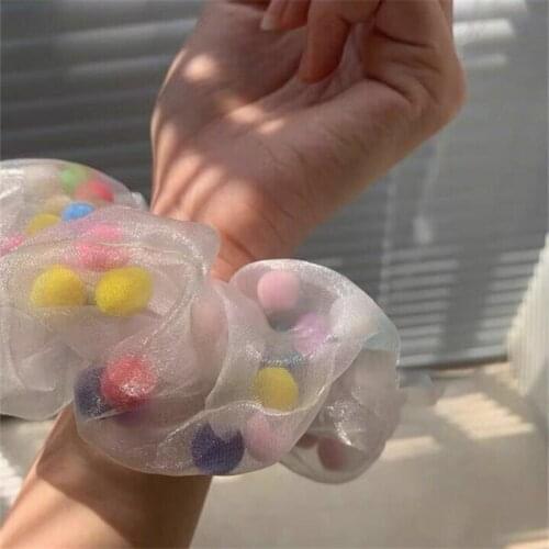 Q Spring Summer Big Size Organza Hair Scrunchie For Women Elastic Hair Bands Girls Rubber Band Ponytail Holder Mesh Headdress