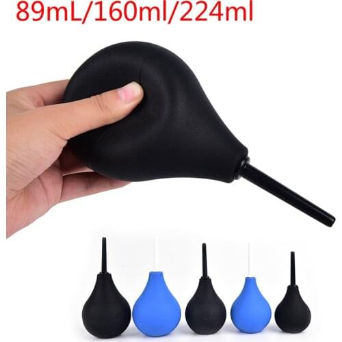 89mL/160ml/224ml Pear Shaped Enema Rectal Shower Cleaning System Silicone Gel Blue Ball For Anal Anus Colon Enema Anal Cleaning