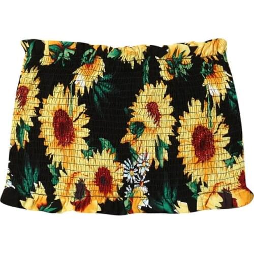 Sexy Womens Girl Vest Chest Wrap Non-Slip Sunflower Strapless Bandeau Tube Top Party Off Shoulder Tees Crop Tops Camis Tanks Top