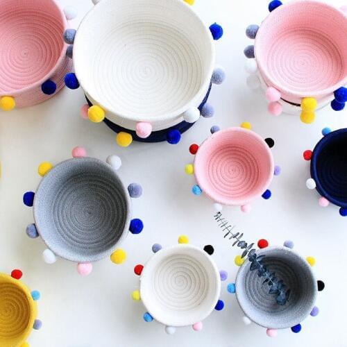 Cotton Storage Basket Hand Woven Sundries Underwear Toy Stationery Container Laundry Basket Storage Box Cosmetic Organizer