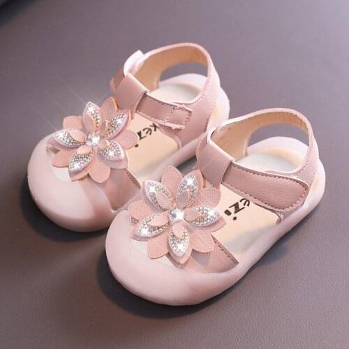 Anti-collision Comfortable Toddler Shoes Princess Soft soled Shoes Summer Baby Girls Sandals Kids Prewalker Summer Pink White