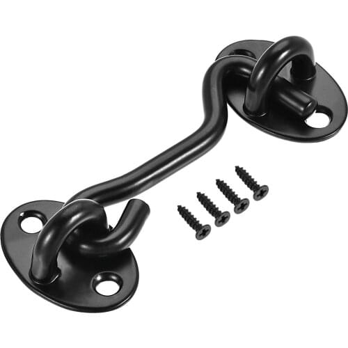 Uxcell 3" Cabin Hook Eye Latch Gate Door Window Stainless Steel with Screw Black