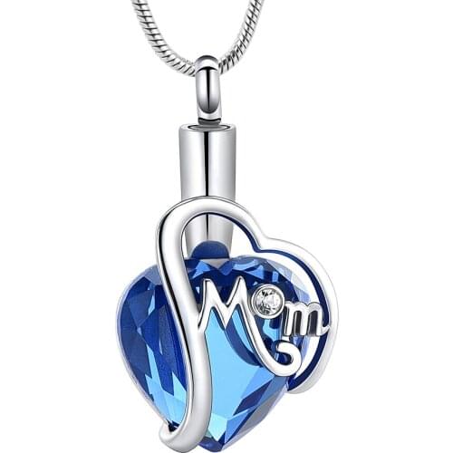Always In My Heart Cremation Jewelry For Mom Dad Crystal Stainless Steel Memorial Urn Necklace Ashes Holder Keepsake Pendant