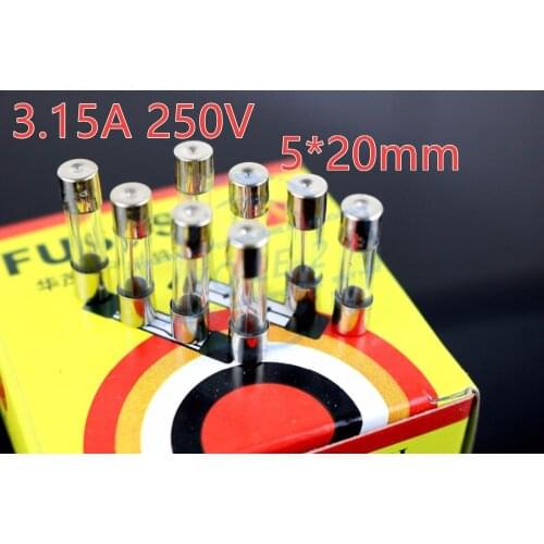 High quality fuse 3.15A 250V 5*20 glass fuse glass safety pipe