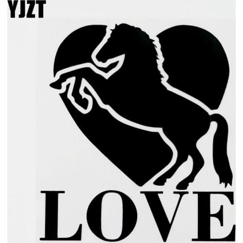 YJZT 13CMX14.6CM Fashion Animal Horse Love Vinyl Car Window Sticker Decal Black/Silver 8C-0238