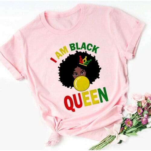 Female T Shirt Melanin Woman Tshirt I Am A Strong Melanin Queen Pink T-shirt New Ladies Clothes African Black Girl History Month