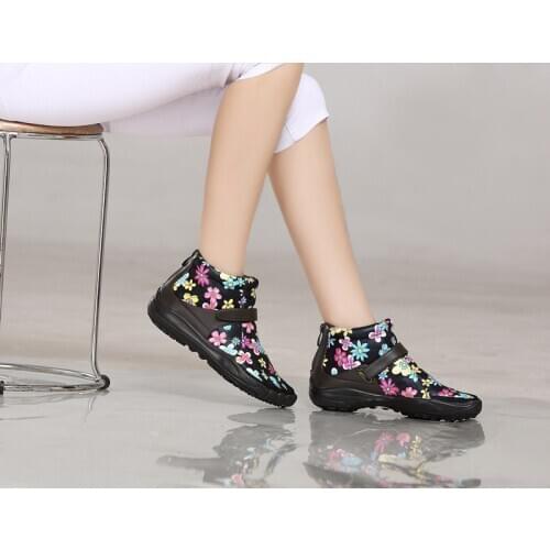 Autumn winter Womens high cut Five fingers shoes outdoor Floral design Breathable warm 5 toes Thick bottom walking sneaker 37-42