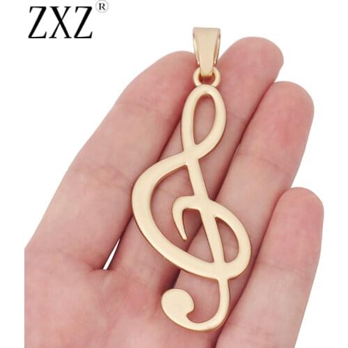 ZXZ 2pcs Matte Gold Large Treble Clef Music Note Charms Pendants for Necklace Jewelry Making Accessories 85x32mm