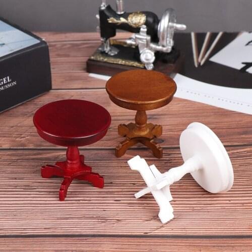 1/12 Dollhouse Garden/Room Decor Wooden Miniature Round Coffee Table Kids Toys Round Coffee Table Desk Miniatures Pretend Toys