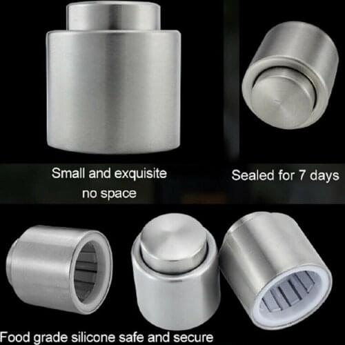1pc Red Wine Fresh Keeper Cap Stainless Steel Wine Bottle Stopper Plug With Vacuum Sealer Airless Saver Bar Tool