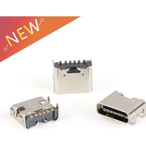 10pcs/lot SMT Socket Connector Micro USB Type C 3.1 Female Placement SMD DIP For PCB design DIY high current charging 6 Pin