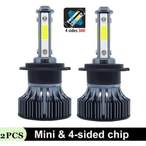 New 2Pcs H11 H7 4-sided Led 20000LM HB3 HB4 H9 H8 9006 9005 HB3 HB4 Car Headlight Bulb Diode Fog Lamps Auto 6000K White 12V 24V