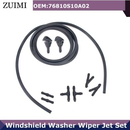 2 PCS Windshield Washer Wiper Jet Water Spray Nozzle+Hose Connector Set 76810S10A02 For Honda Civic V 1992-1995