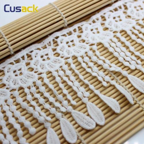 3 meter 9 cm Off White Flower Lace Trims Tassel for Costumes Applique DIY Sewing Milk silk Lace Fabric