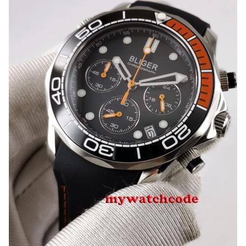 41mm bliger black dial blue dial sapphire glass ceramic full Chronograph quartz mens watch
