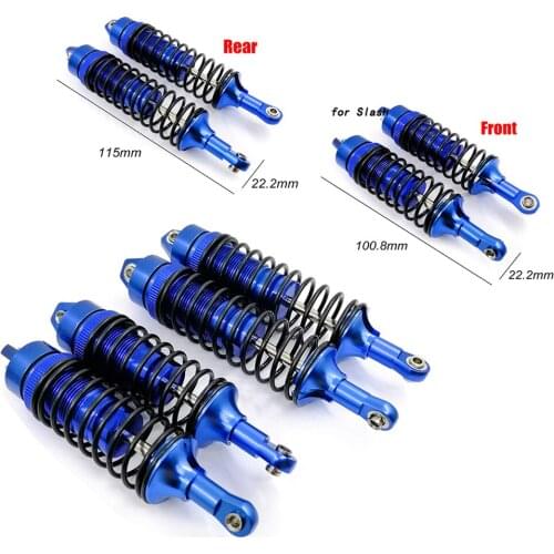 Aluminium Alloy Shock Absorber Assembled Full Metal Big Bore Shocks Front & Rear for Traxxas 1/10 Slash 4x4 / Rally 4X4 RC Car