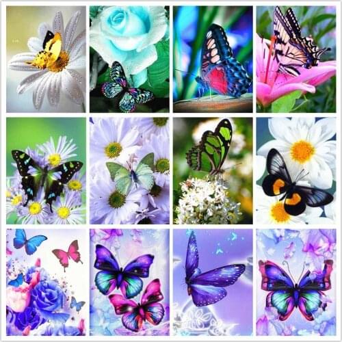 AZQSD Diamond Painting Butterfly Diamond Mosaic Animal Cross Stitch Handmade Rhinestones Pictures Full Display Gift Home Decor