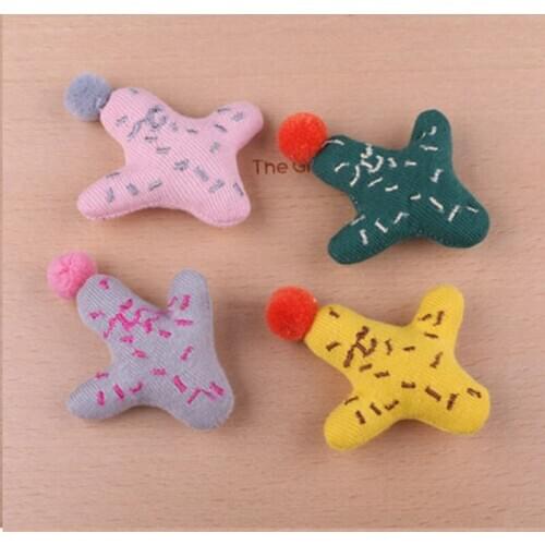 Free Shipping 30pcs 3D Kawaii Plant Cactus Buttons Girls Hair Jewelry Bow Center Headband Clips Ornament Accessory Patch Sticker