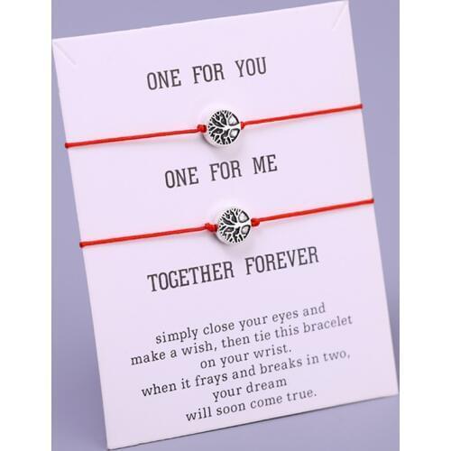 A SET) Tree Star Heart Bracelets Best Friends Adjustable Rope Bracelet Women Men Girl Jewelry Drop Shipping